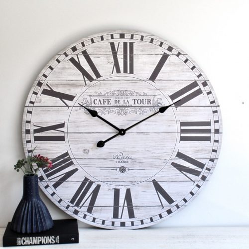 XL Large French Cafe Wooden Wall Clock