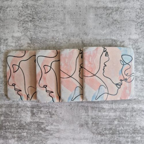 Abstract Face Pattern Drink Coaster - Set of 4