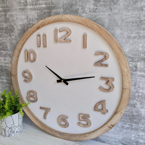 Hamptons Natural White Wooden Wall Clock