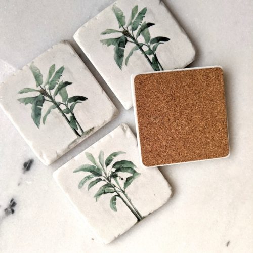 Green Tropical Palm Tree Drink Coaster - Set of 4