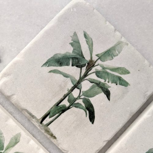 Green Tropical Palm Tree Drink Coaster - Set of 4