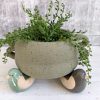 Green Grey White Bird Pot Planter Feet - Set of 3