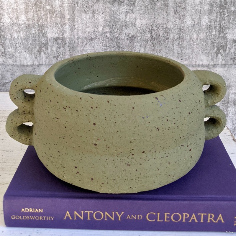 Concrete Bowl Planter Pot with Handles