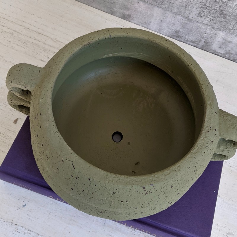 Concrete Bowl Planter Pot with Handles