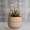 Hanging Pink Tribal Planter with Beads