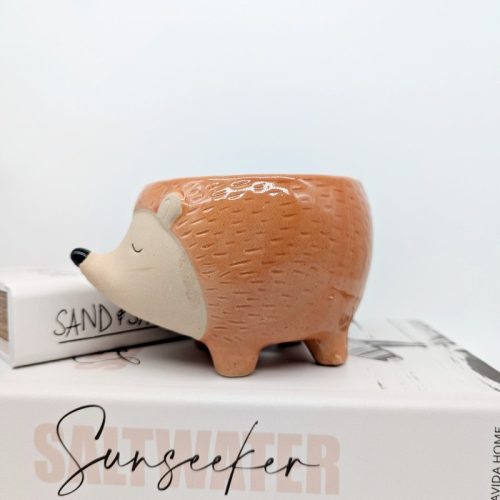 Orange Hedgehog Ceramic Planter Pot