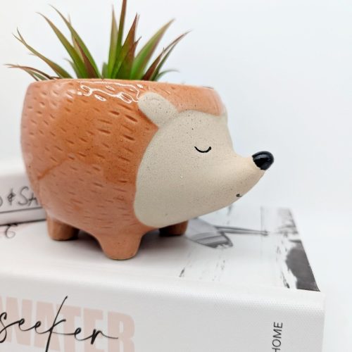 Orange Hedgehog Ceramic Planter Pot