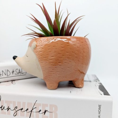 Orange Hedgehog Ceramic Planter Pot