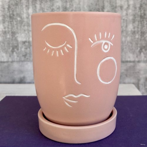 Pink Wink Girl Planter with Saucer