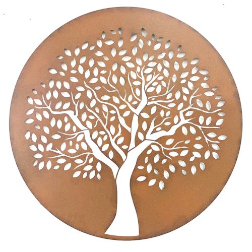 Round Tree of Life Leaves Metal Wall Art