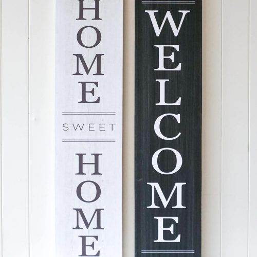 Black White Welcome Quote Farmhouse Sign Timber Wall Art