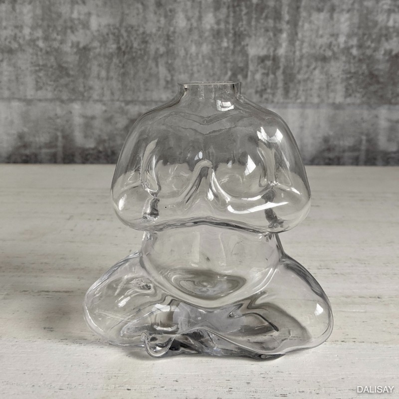 Clear Glass Namaste Decorative Flower Vase