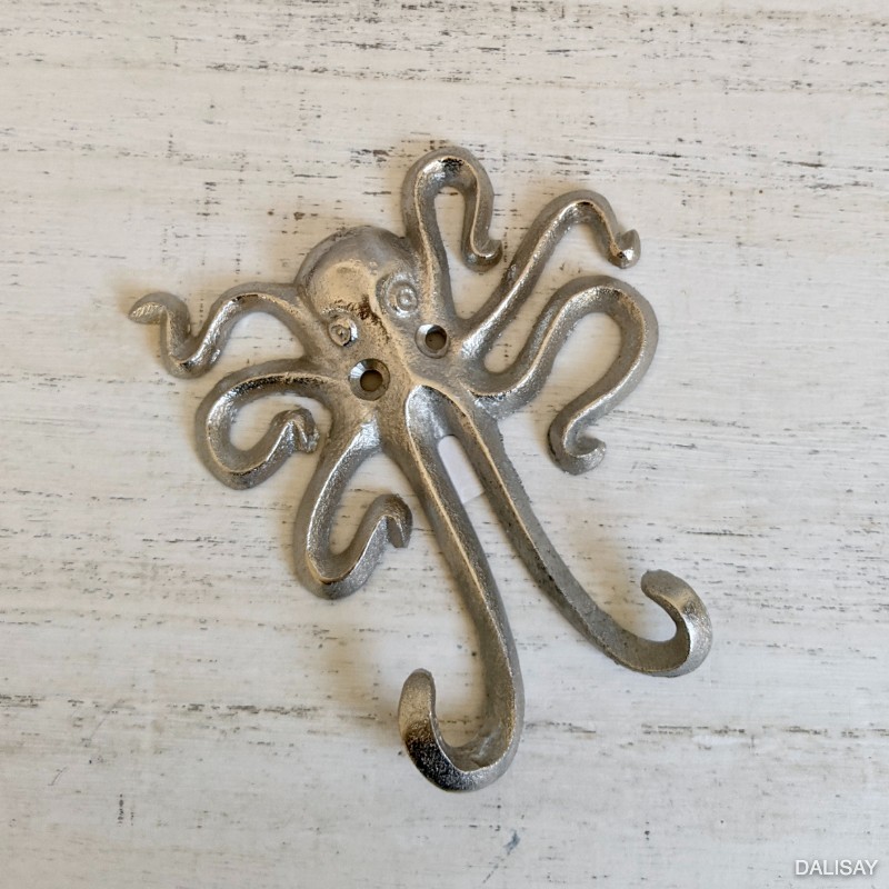 Silver Octopus Metal Wall Hook