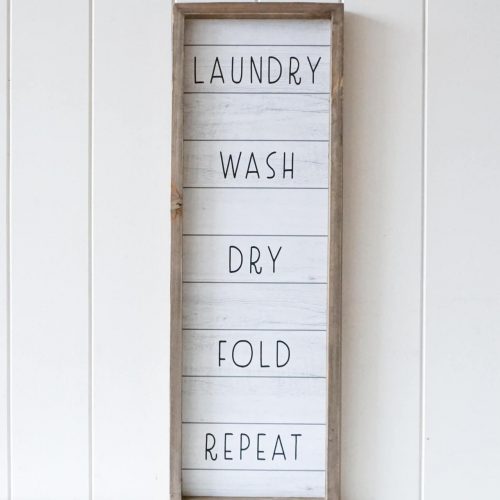 Wash Dry Fold Laundry Quote Farmhouse Sign Timber Wall Art