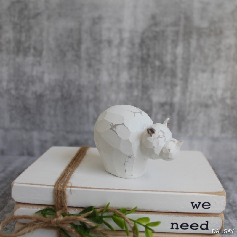 White Baby Hippo Figurine - Set of 2