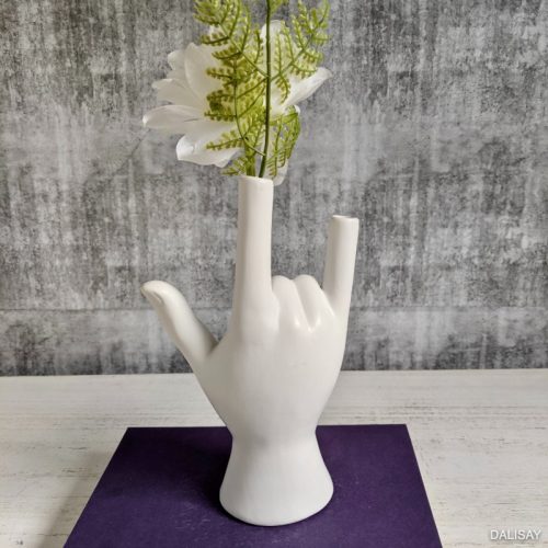 White Hand Decorative Flower Vase