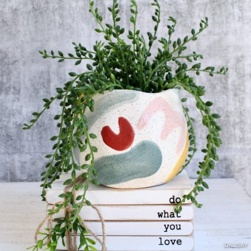 Colourful Abstract Ceramic Planter Pot