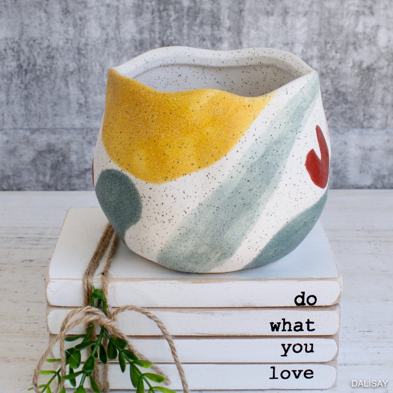 Colourful Abstract Ceramic Planter Pot