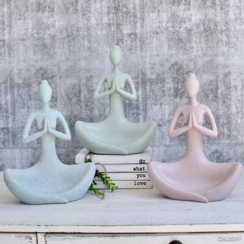 Pink Yoga Lady Statue Sculpture