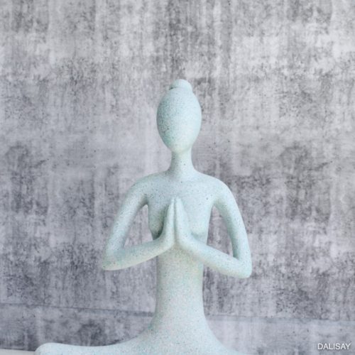Stone Finish Green Yoga Lady Statue Sculpture