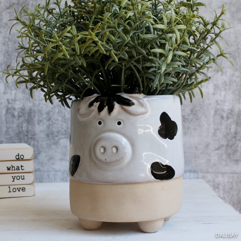 Natural White Cow Planter Pot