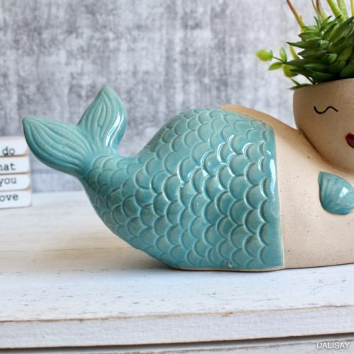 Blue Sea Mermaid Planter Pot
