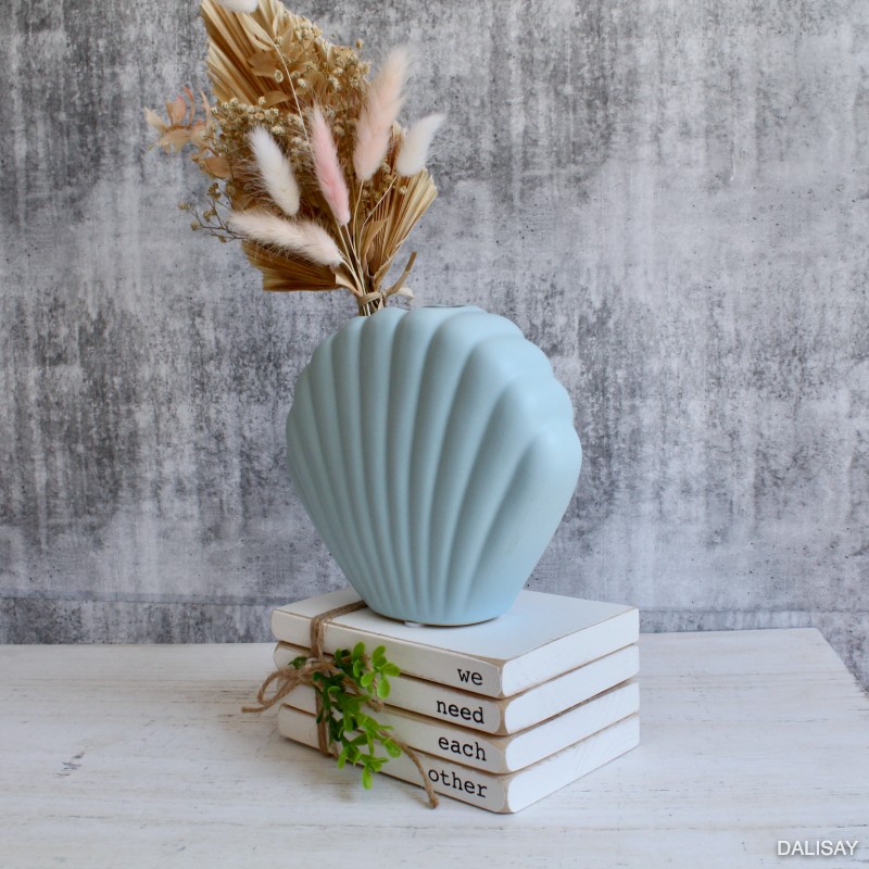 Light Blue Sea Shell Vase