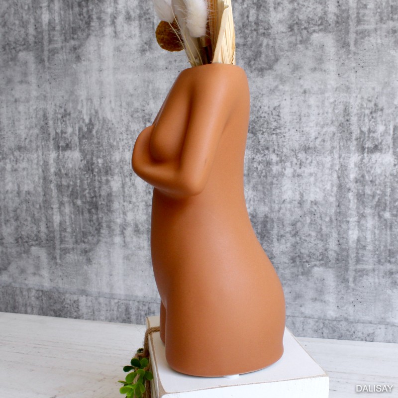 Namaste Girl Caramel Figure Ceramic Vase