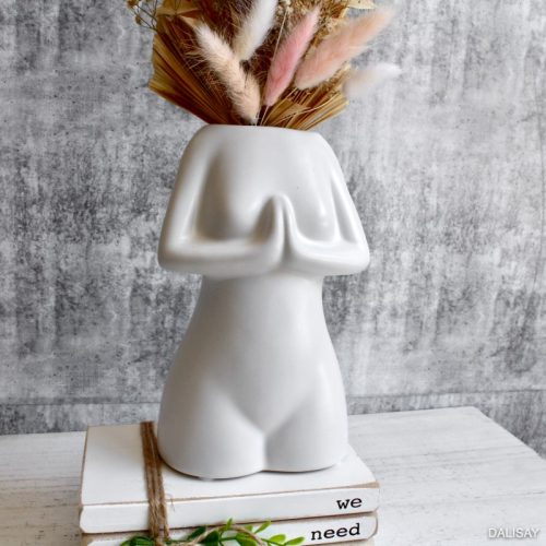 Namaste Women White Figure Ceramic Vase