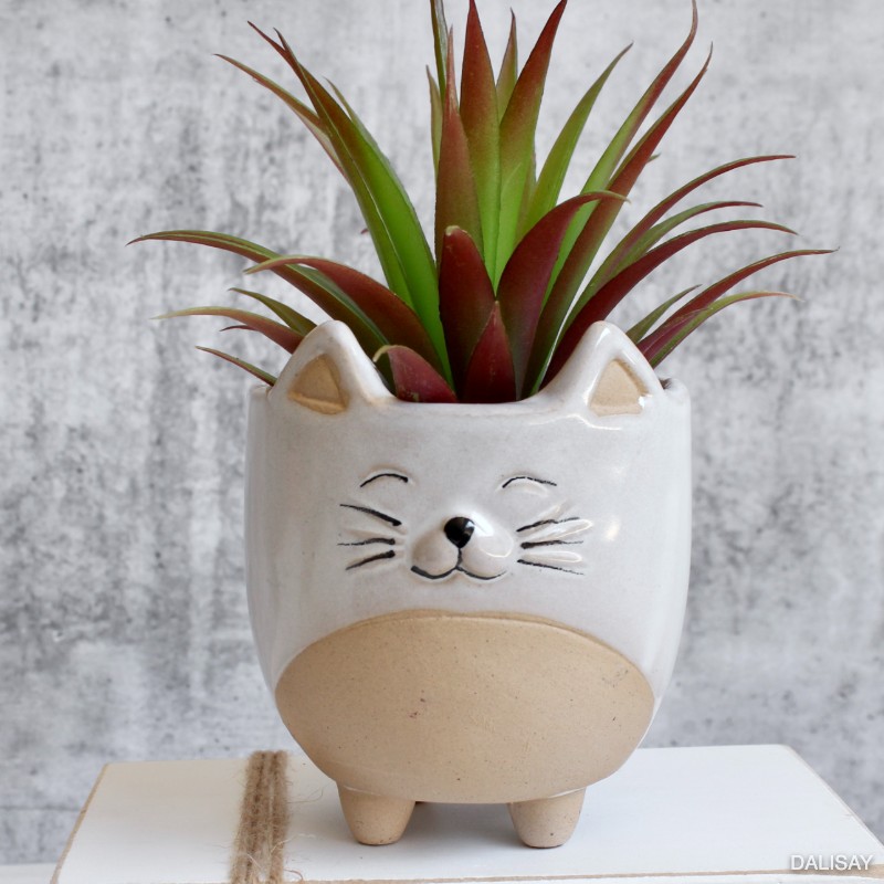 Natural White Cat Succulent Planter Pot