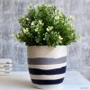 Navy Blue Stripes Planter Pot