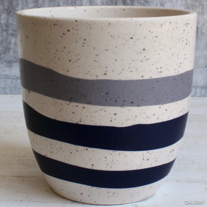 Navy Blue Stripes Planter Pot