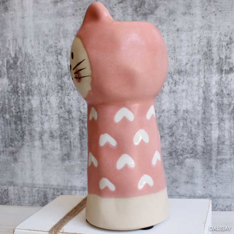 Pink Cat Ceramic Vase