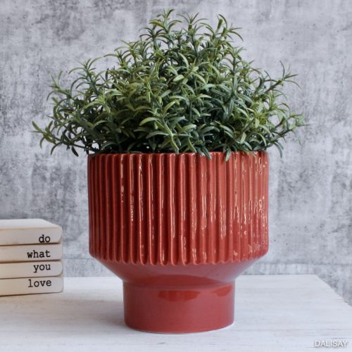 Terracotta Lines Ceramic Planter Pot