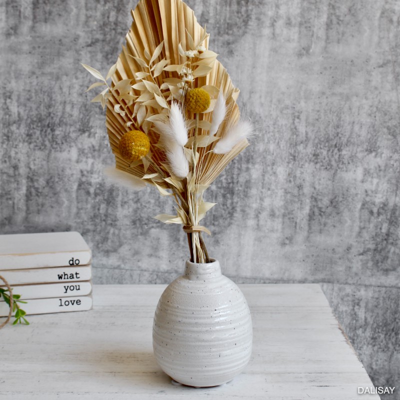 White Lines Ceramic Bud Vase