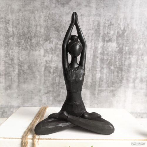 Black Yoga Lady Sculpture Figurine - Set of 3