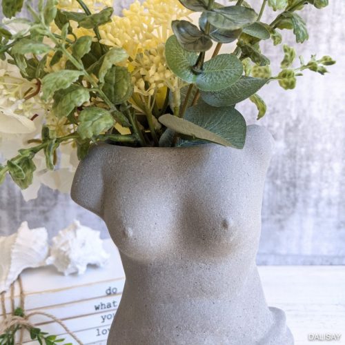Grey Women Figure Head Flower Vase