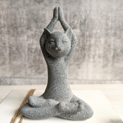 Grey Yoga Cat Sculpture Figurine - Set of 3