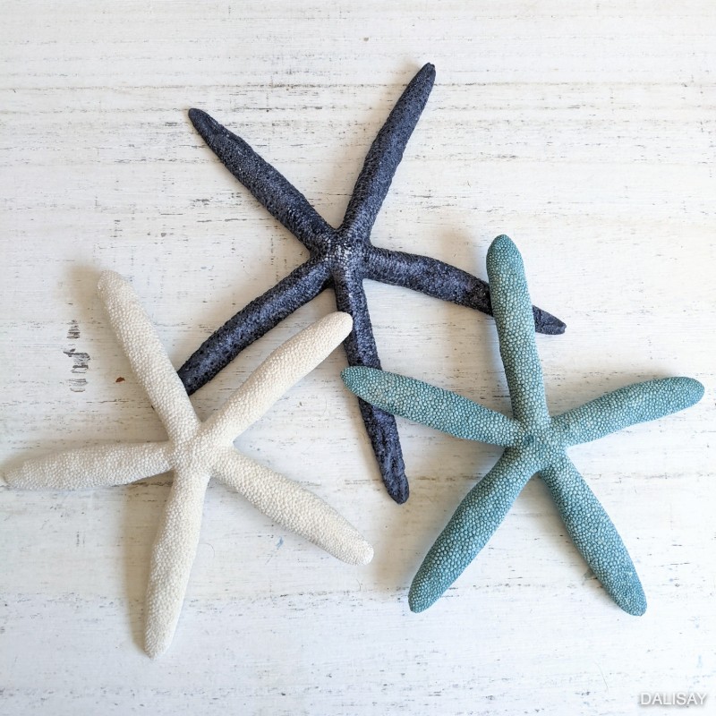 Hamptons Blue White Starfish Decor Ornament - Set of 3