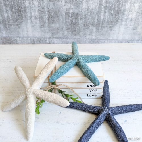 Hamptons Blue White Starfish Decor Ornament - Set of 3