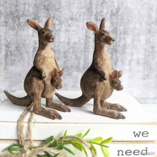 Set of 2 Kangaroo with Joey Sculpture Figurine