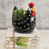 Black Red Spotted Hen Planter Pot