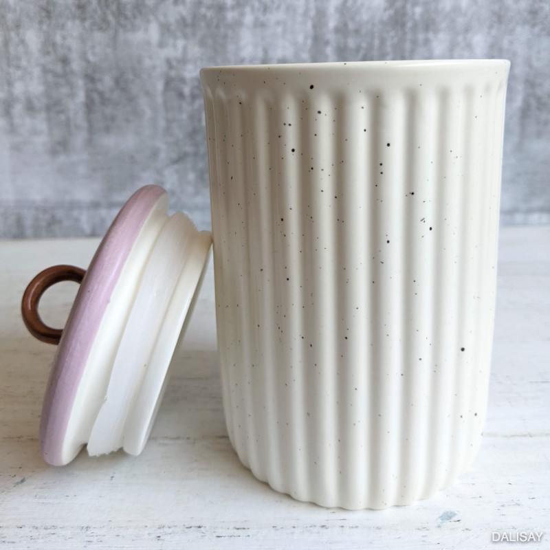 Ceramic Jar with Pink Lid