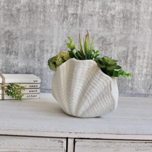 Coastal White Oyster Ceramic Vase