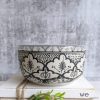Floral Black Ceramic Lunch Snack Box with Lid