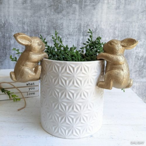 Gold Bunny Pot Sitter Hanger