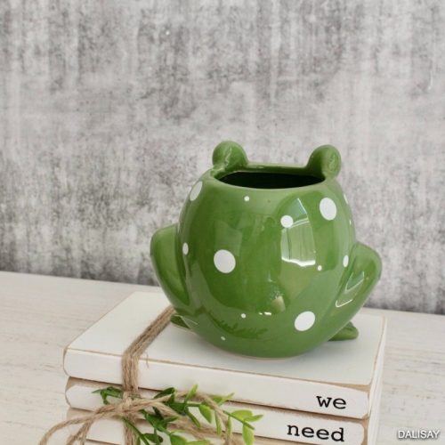Green Happy Frog Planter Pot