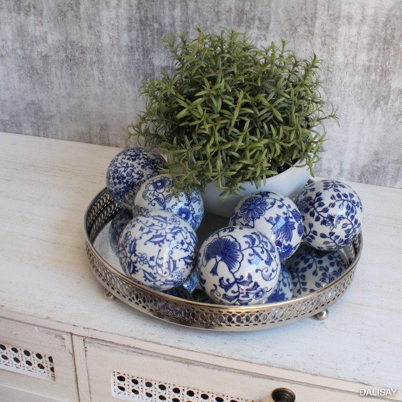 Hamptons Blue Ceramic Decorative Balls - Set of 6