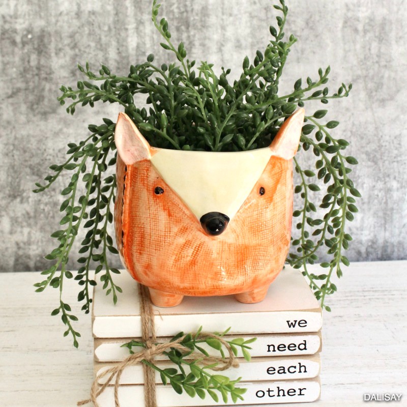 Orange Cheeky Fox Planter Pot