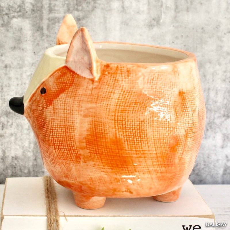 Orange Cheeky Fox Planter Pot